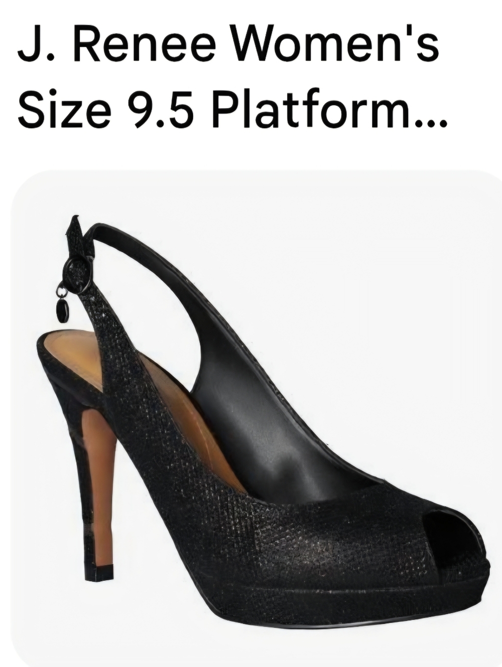 J.Renee Black Glitter Peep-Toe Slingback Heels